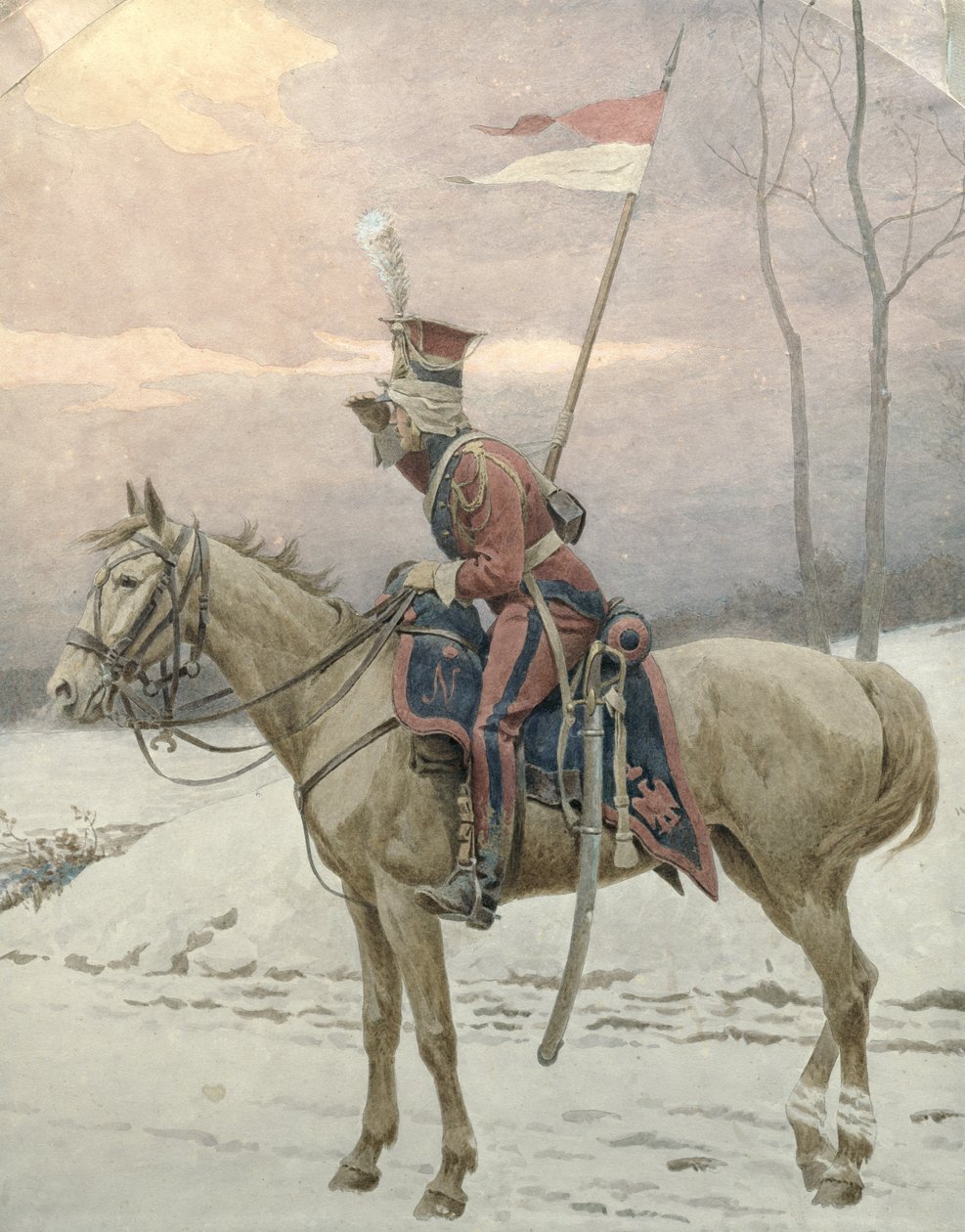 Napóleon lengyel gárdájának lándzsája a téli őrjáraton alkotó: Jan van Chelminski
