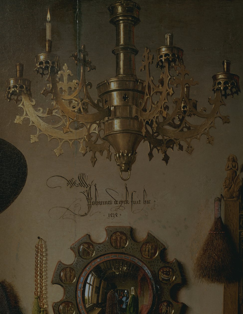 Giovanni portréja? Arnolfini és felesége, Giovanna Cenami? Az Arnolfini Marriage 1434 olaj, panel részlete 1765-ből alkotó: Jan van Eyck