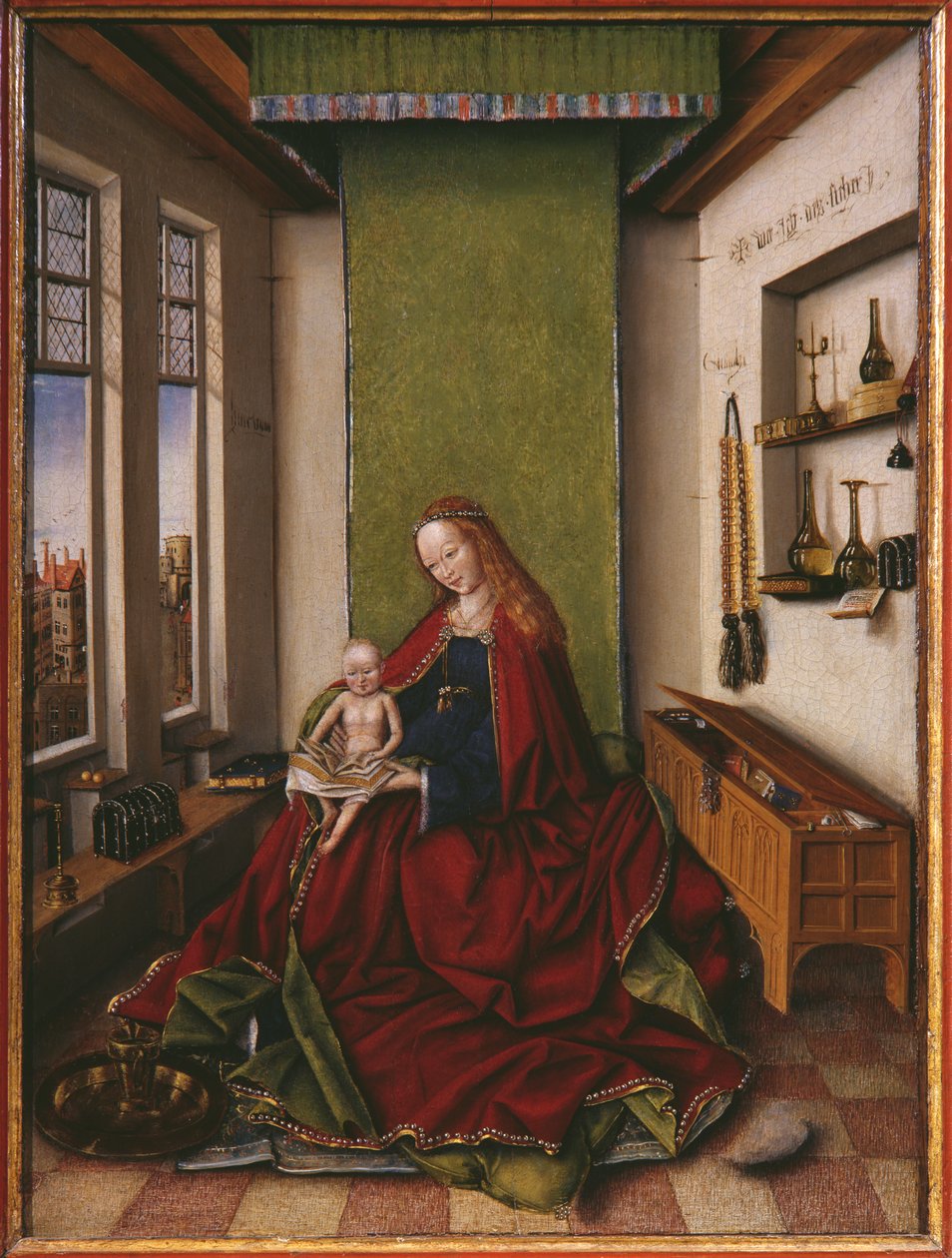 Szűz és gyermek egy könyvvel alkotó: Jan van Eyck