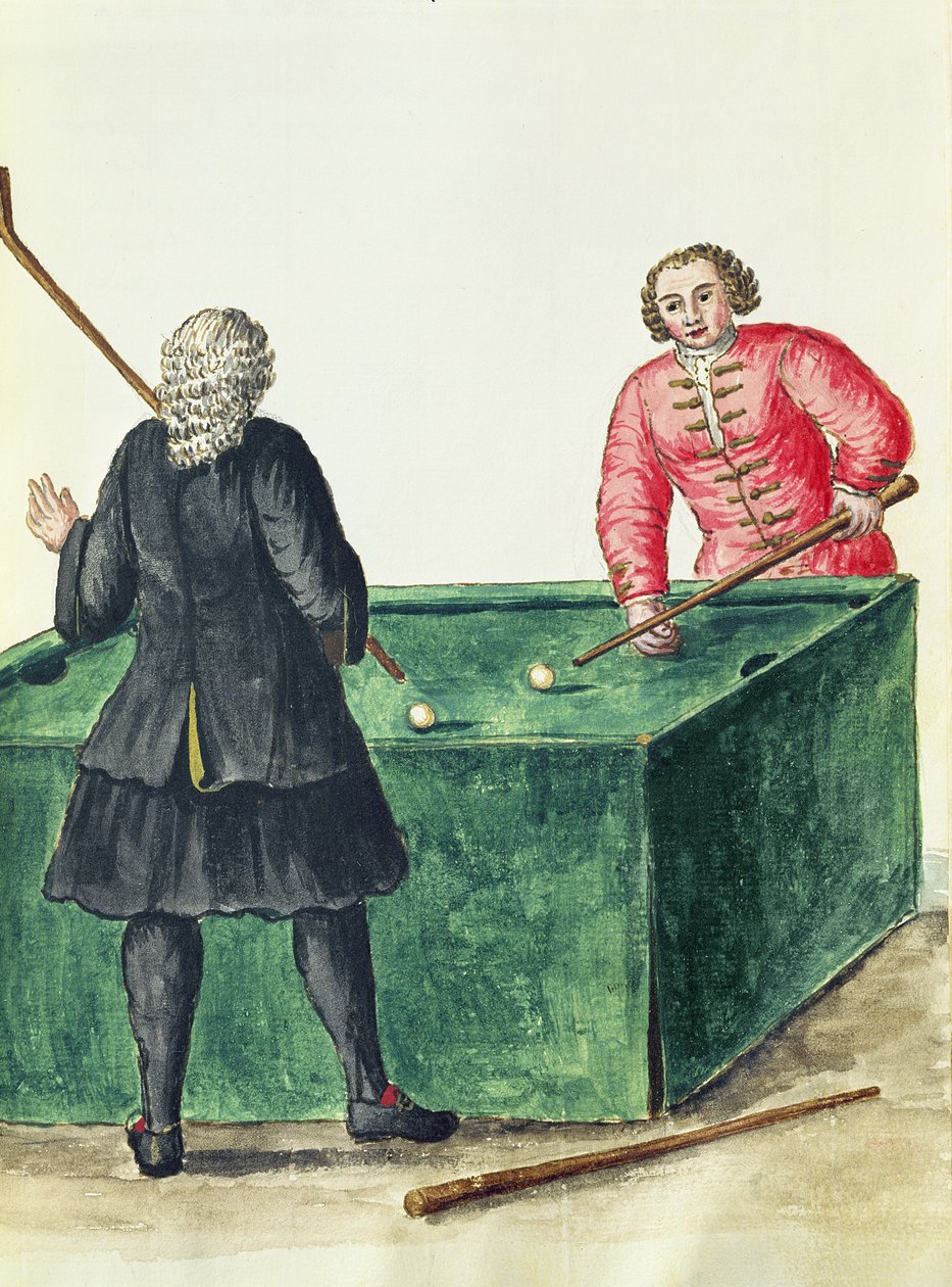 Két velencei nemes biliárdoz (toll, tinta és WC papíron) alkotó: Jan van Grevenbroeck