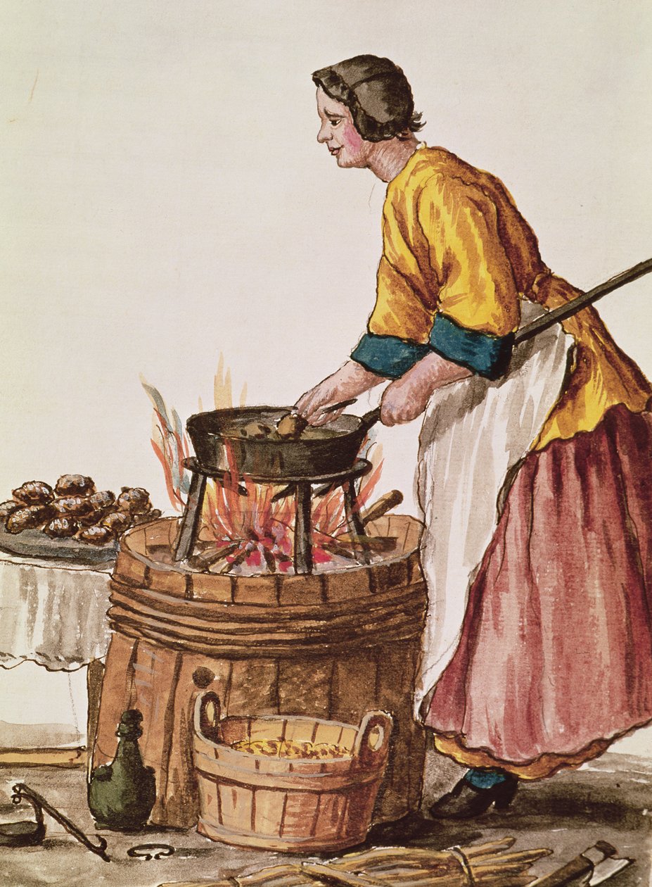 Velencei fánk eladó (toll, tinta és WC papíron) alkotó: Jan van Grevenbroeck