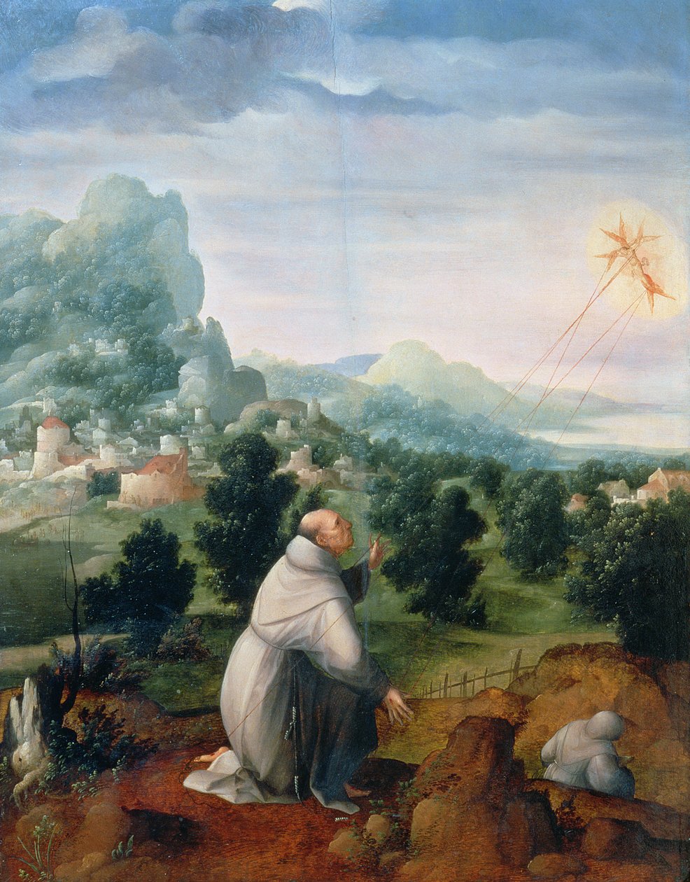 Szent Ferenc a stigmákat kapja (panel) alkotó: Jan van Scorel