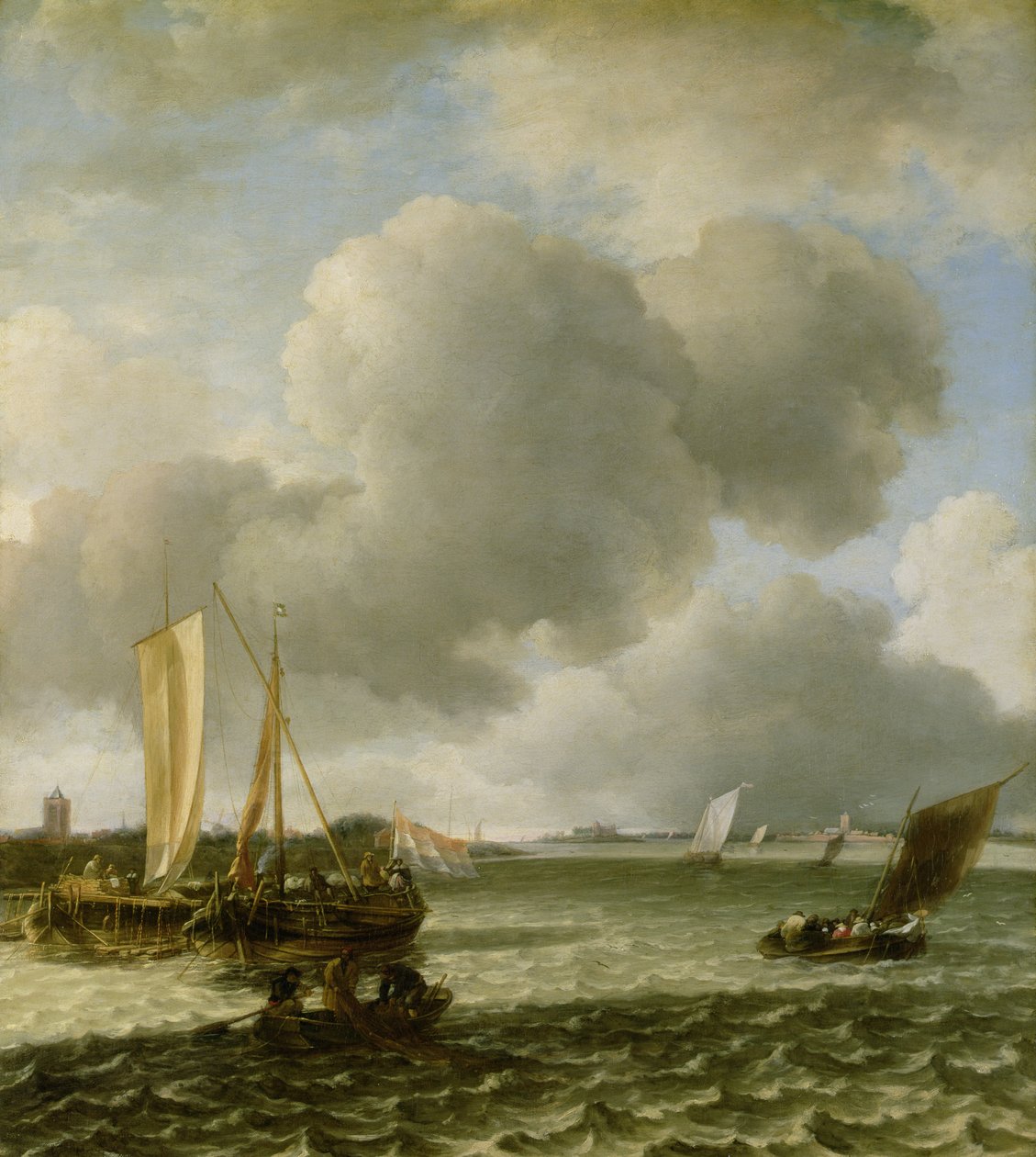 Csónakok a Waal folyón, 1650-es évek alkotó: Jan van de Capelle or Cappelle
