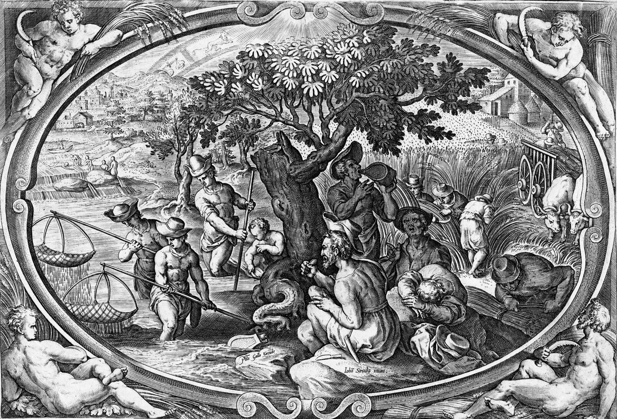 Aestas, Philip Galle metszete, 1580 körül alkotó: Jan van der Straet