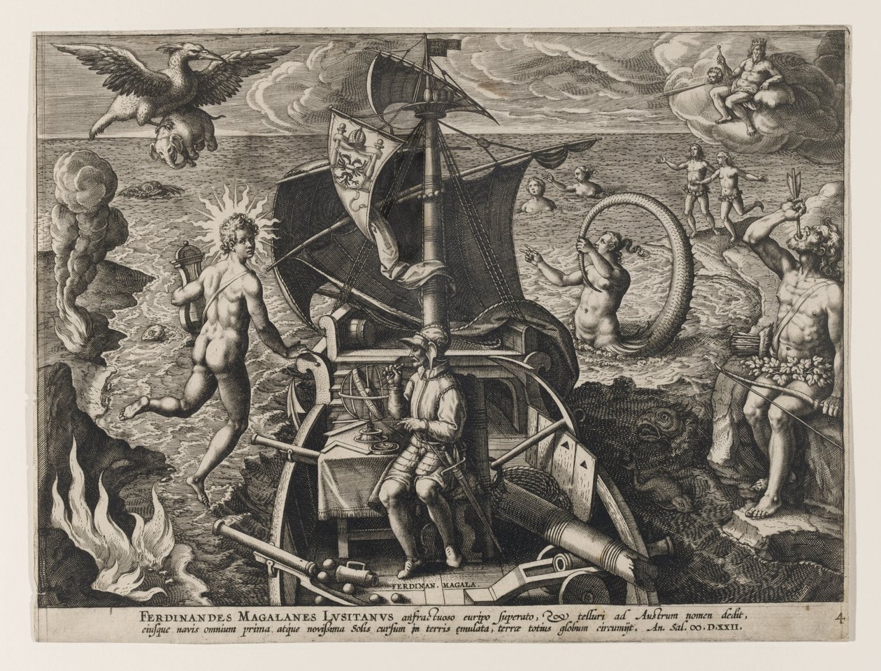 Ferdinando Magalanes, portugál, 4. lemez Amerikából Revetio alkotó: Jan van der Straet