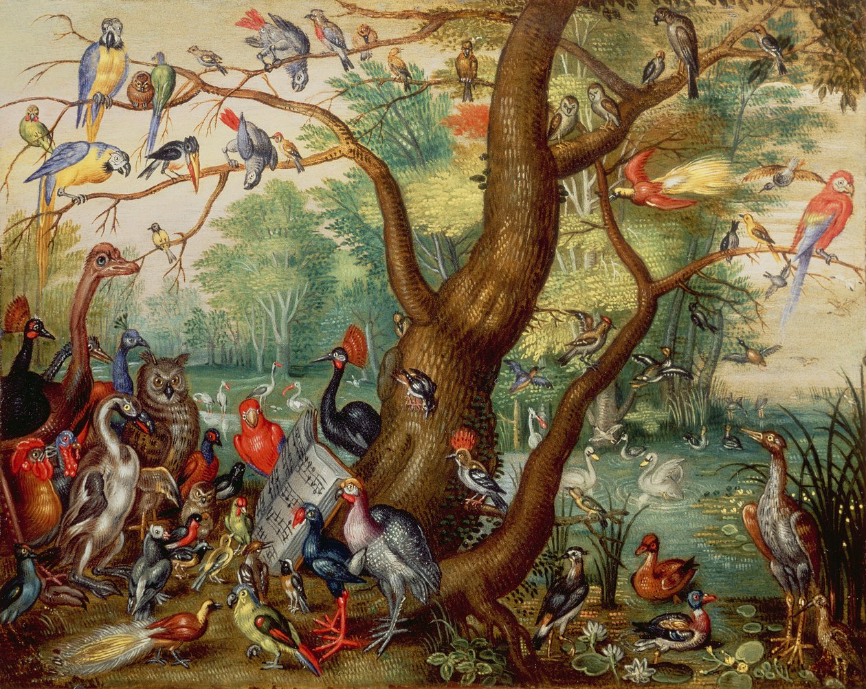Madárkoncert (olaj, réz) alkotó: Jan van Kessel the Elder