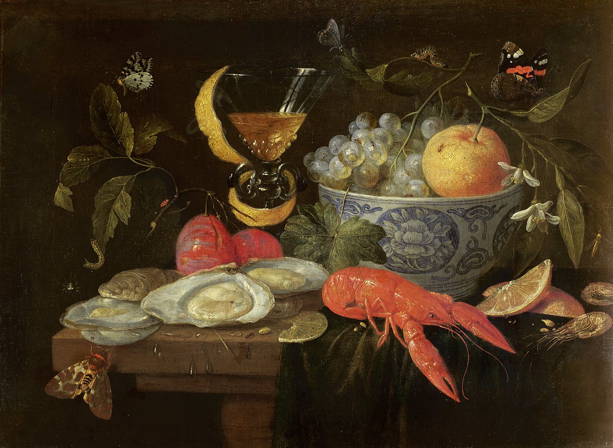 Csendélet gyümölccsel és héjas hallal, 1653 alkotó: Jan van Kessel the Elder