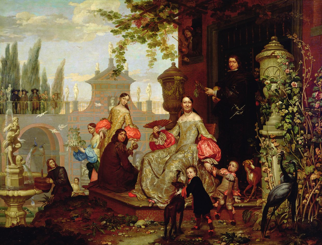Családi portré a kertben, 1680 alkotó: Jan van the Younger Kessel