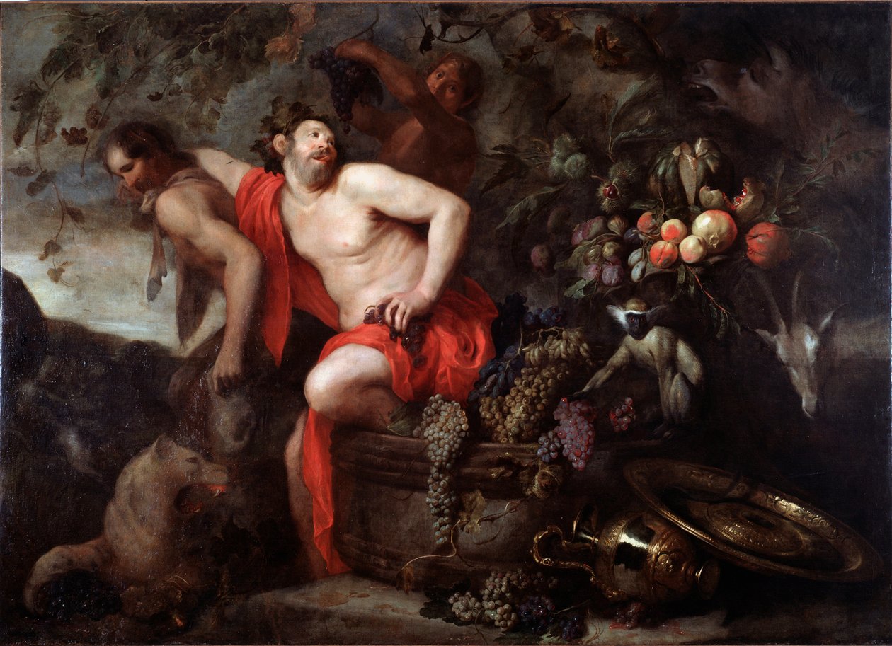 Jan Roos (1591-1638) festménye Silene aratása (Silenus termése) 175x250 cm-es Gének, Musei di Strada Nuova (ex Palazzo Bianco) alkotó: Jan Roos