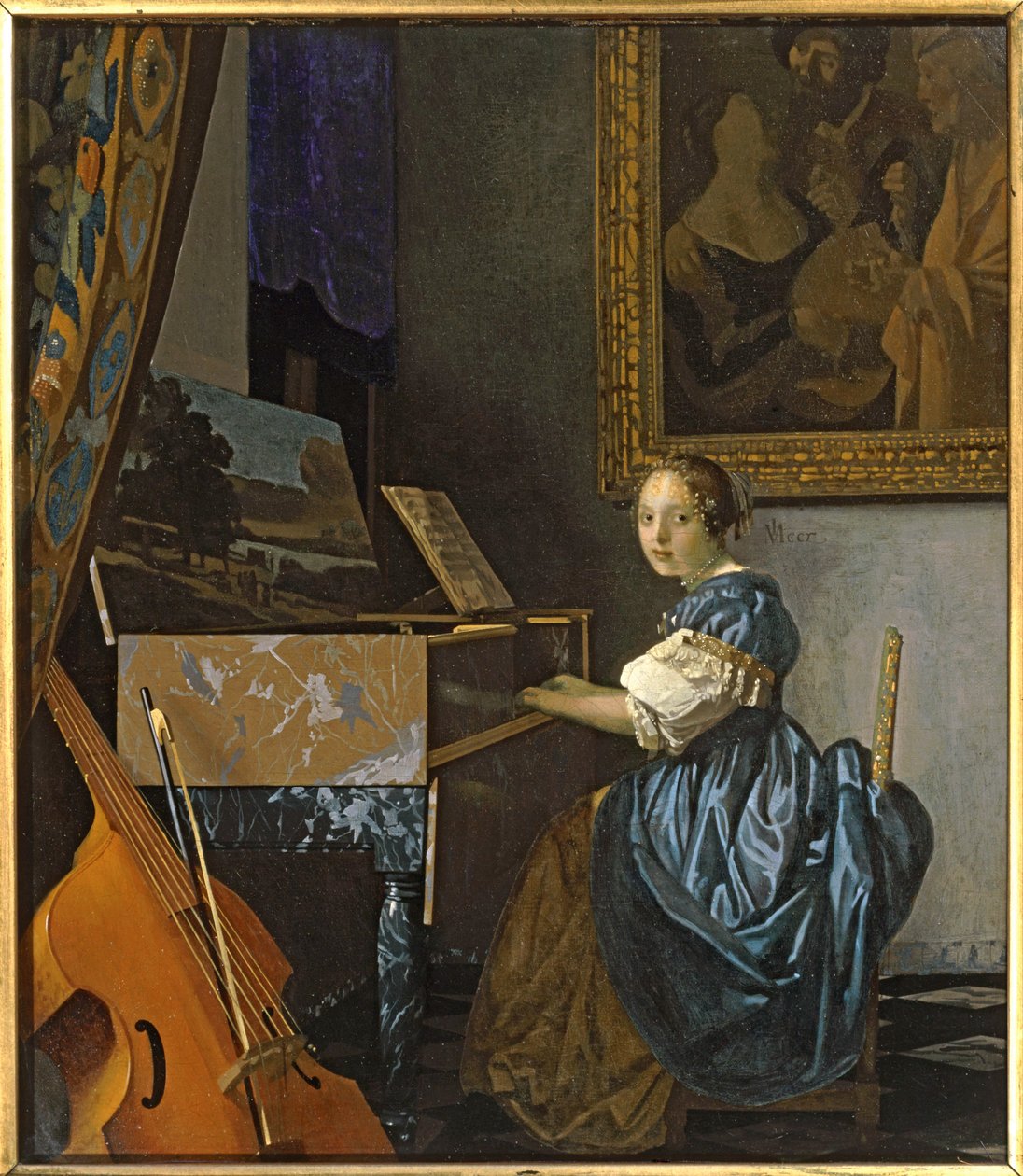 Fiatal nő ül a szűzies ... (festmény, vászon) alkotó: Jan (1632-75) Vermeer