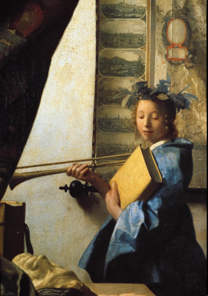 A festészet művészete vagy a festőműhely. Részlet a festőnek pózoló modellről. 1665 (olaj, vászon) alkotó: Johannes Vermeer