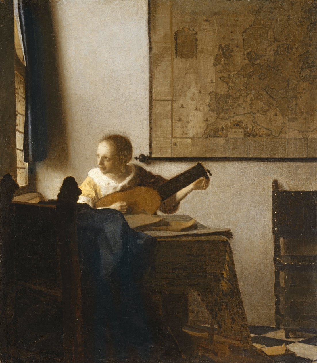 Nő lanttal, 1662-1663 körül (olaj, vászon) alkotó: Johannes Vermeer