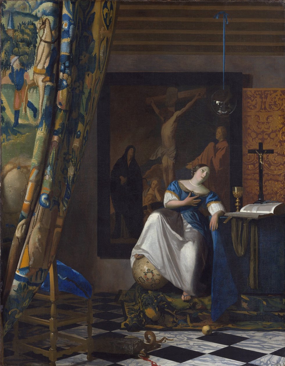A hit allegóriája – Johannes Vermeer (Vermeer de Delft) festménye (1632-1675), Olaj, vászon alkotó: Johannes Vermeer