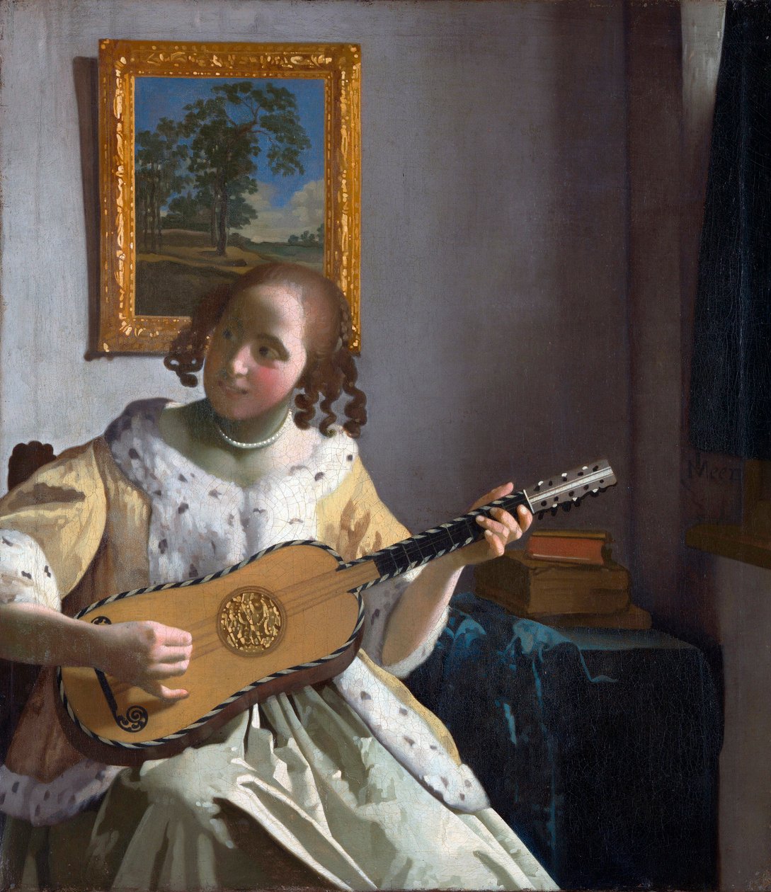 "A gitáros" (A gitáros) Jan Vermeer (Johannes) festménye (1632-1675) - 1672 - Olaj, vászon - Mérete 53x46,3 cm Kenwood House alkotó: Johannes Vermeer
