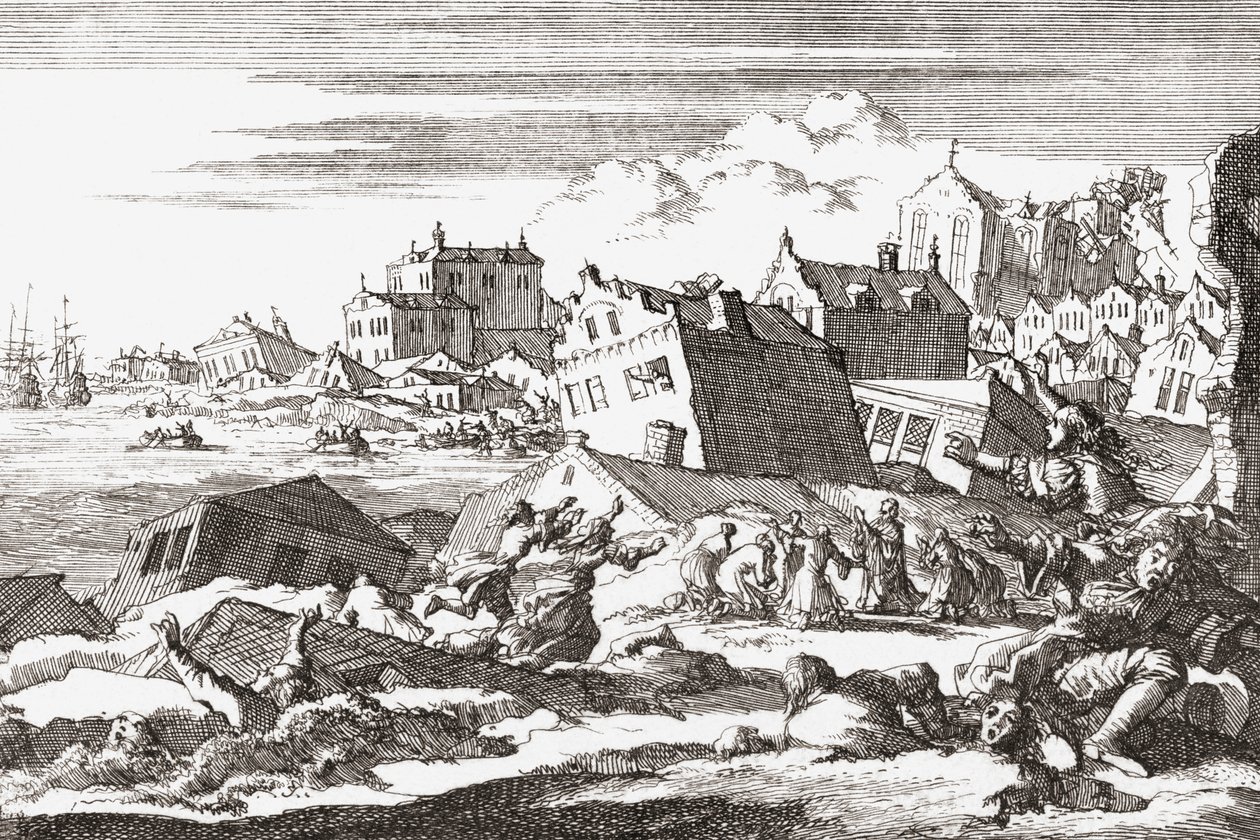 1692-es földrengés a jamaicai Port Royalban. alkotó: Jan (after) Luyken