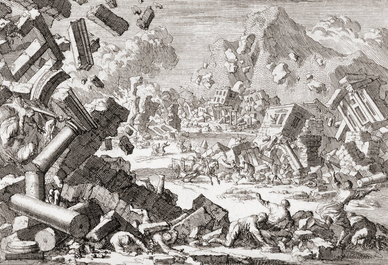 Földrengés 1667-ben a horvátországi Dubrovnikban. alkotó: Jan (after) Luyken