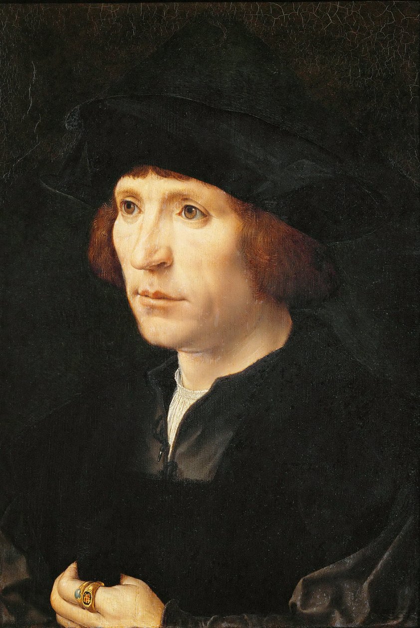 Férfi portréja – Jan Gossaert (Gossart, dit Mabuse) (kb. 1478-1532). Olaj, fa, c. 1527-1530. Mérete: 40x27,5 cm. Művészettörténeti Múzeum, Vienne alkotó: Jan (c.1472 c.1533) Gossaert