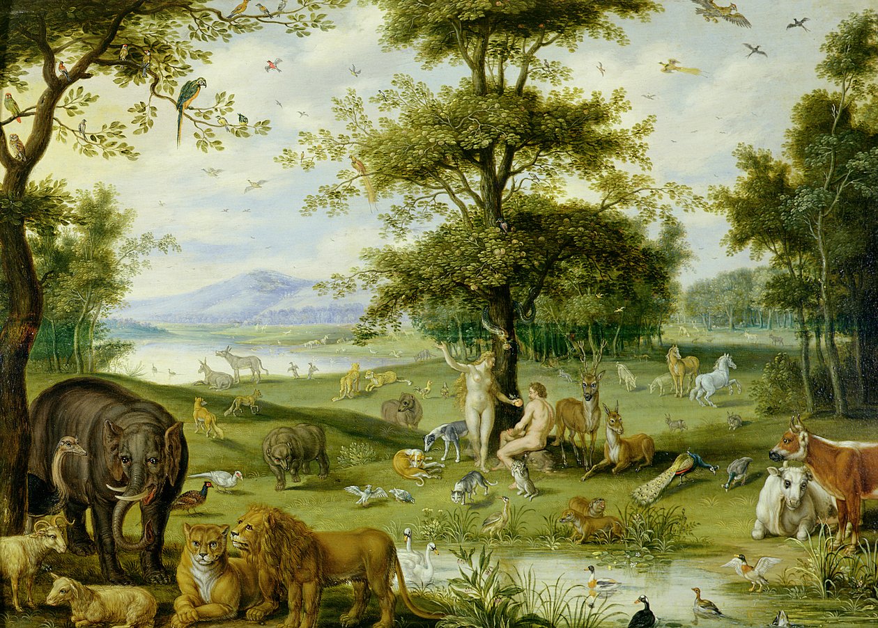 Ádám és Éva az Édenkertben, 1600 körül (olaj, tábla) alkotó: Jan (studio of) Brueghel