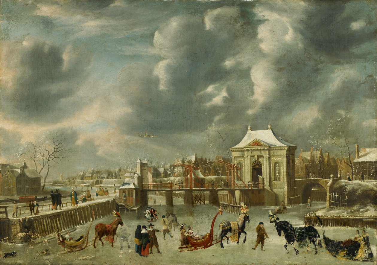 Heiligewegpoort télen alkotó: Jan Abrahamsz. Beerstraten