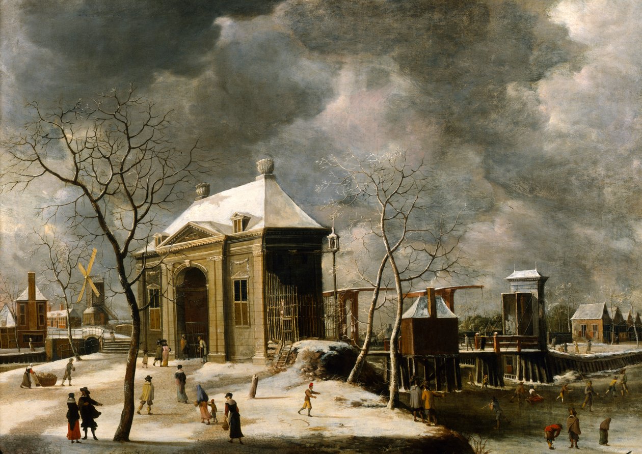 „Egy amszterdami kapu feltételezett képe télen”, 1622. alkotó: Jan Abrahamsz Beerstraten