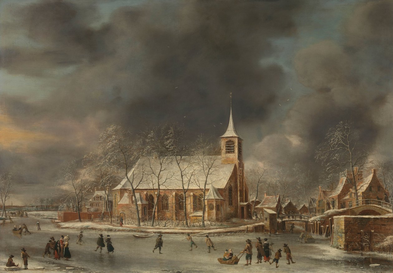 Kilátás a Sloten-templomra télen alkotó: Jan Abrahamsz. Beerstraten