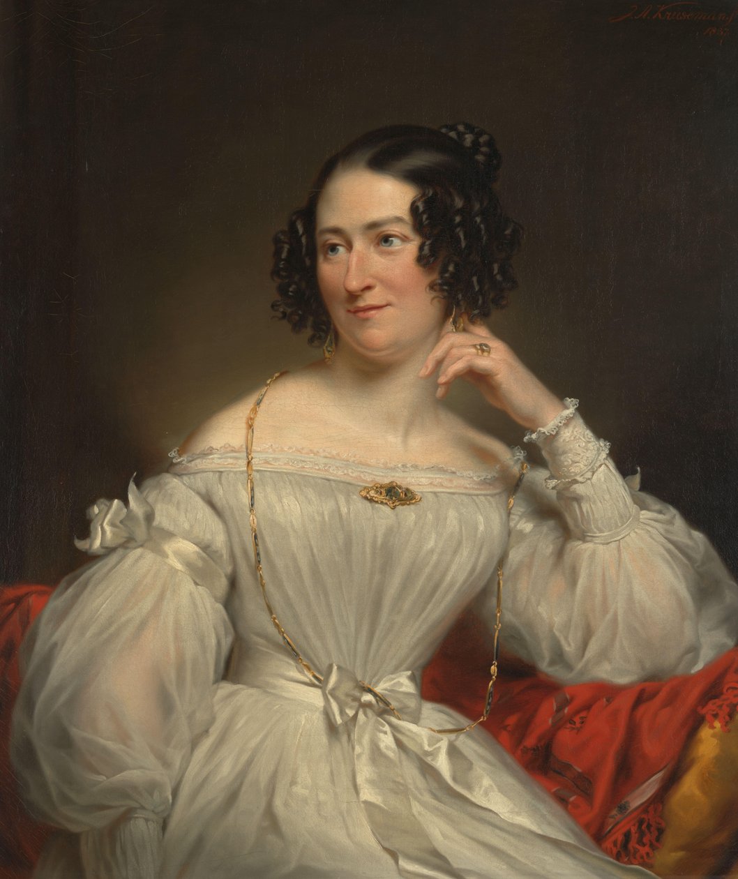 Abrahamina Henriëtte Wurfbain (1808-1883), Jacob de Vos Jz feleségének portréja alkotó: Jan Adam Kruseman (signed by artist)
