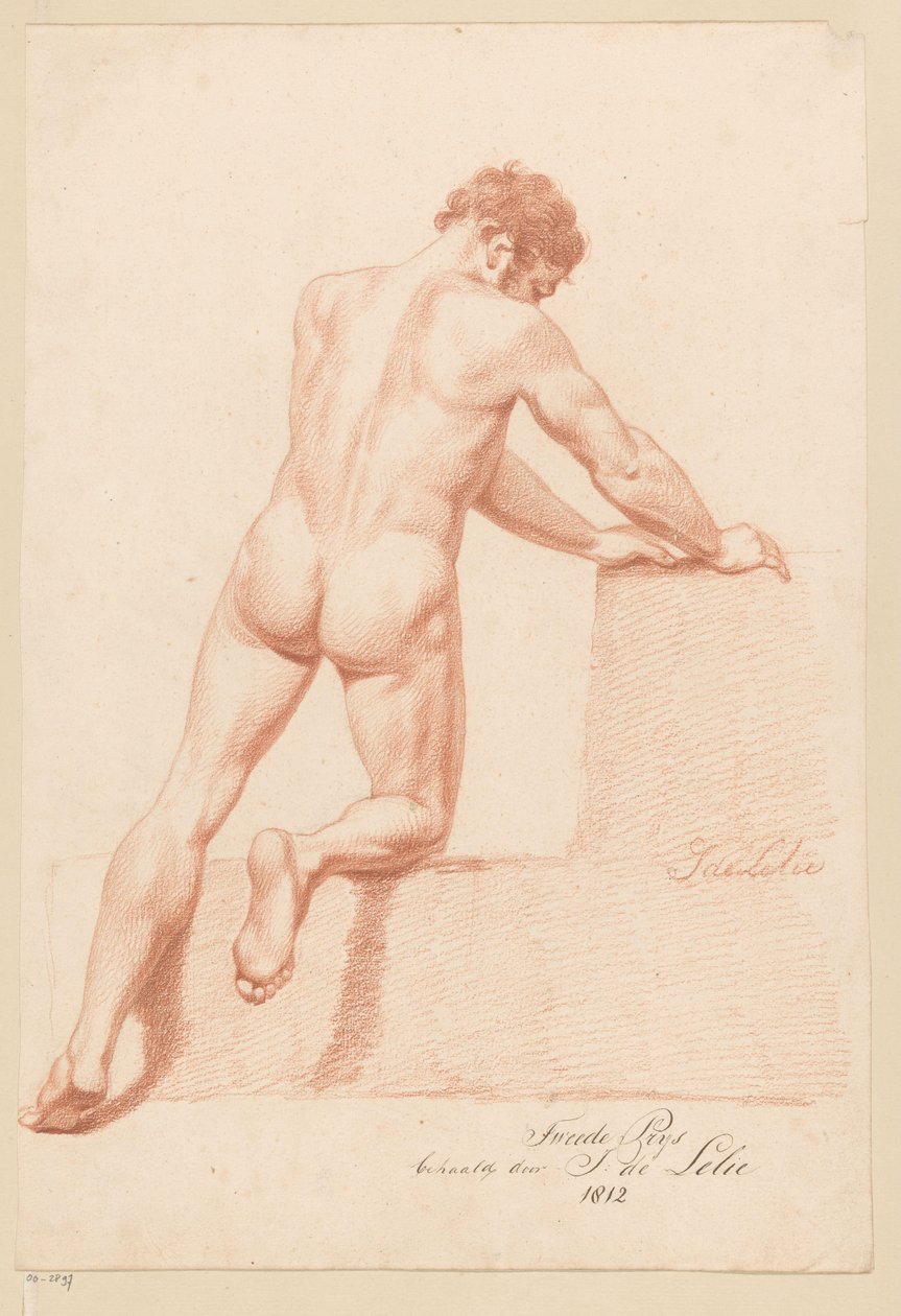 Térdelő férfi akt, hátulról nézve (2. díj 1812) alkotó: Jan Adriaan Antonie de Lelie