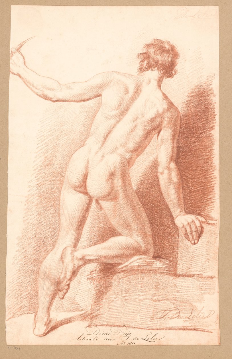 Álló férfi akt, hátulról nézve (3. díj 1811) alkotó: Jan Adriaan Antonie de Lelie