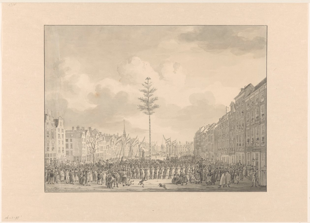 Szabadságfa a Grote Markt-on, Rotterdamban, 1795 alkotó: Jan Anthonie Langendijk Dzn (possibly)