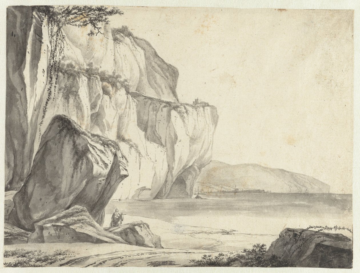 Tengerparti kilátás a vízből emelkedő sziklákkal alkotó: Jan Asselijn (attributed to)