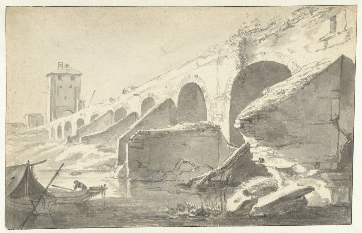 Ponte Molle te Róma (?) alkotó: Jan Asselijn