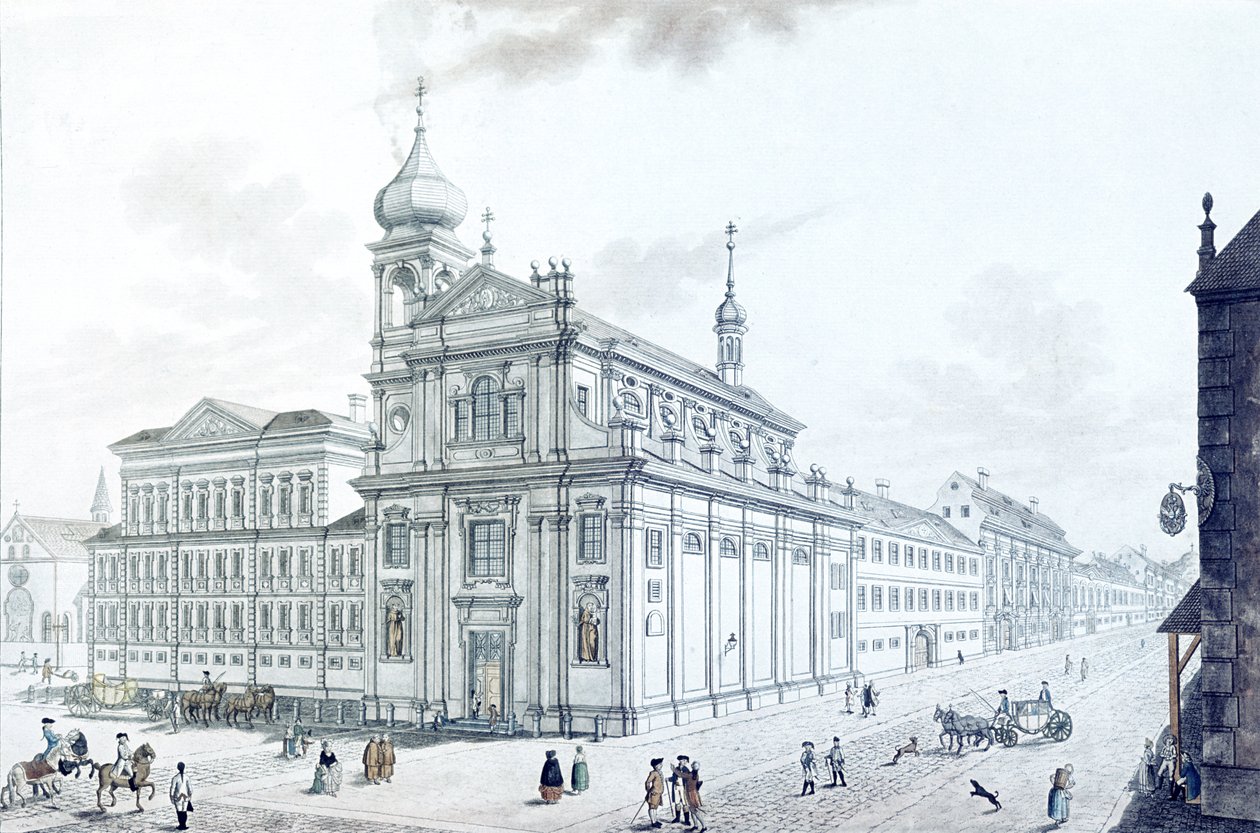 Hiberniánusok temploma (ír ferencesek) és a Hibernián (Hybernská) utca, 1781 alkotó: Jan Balzer