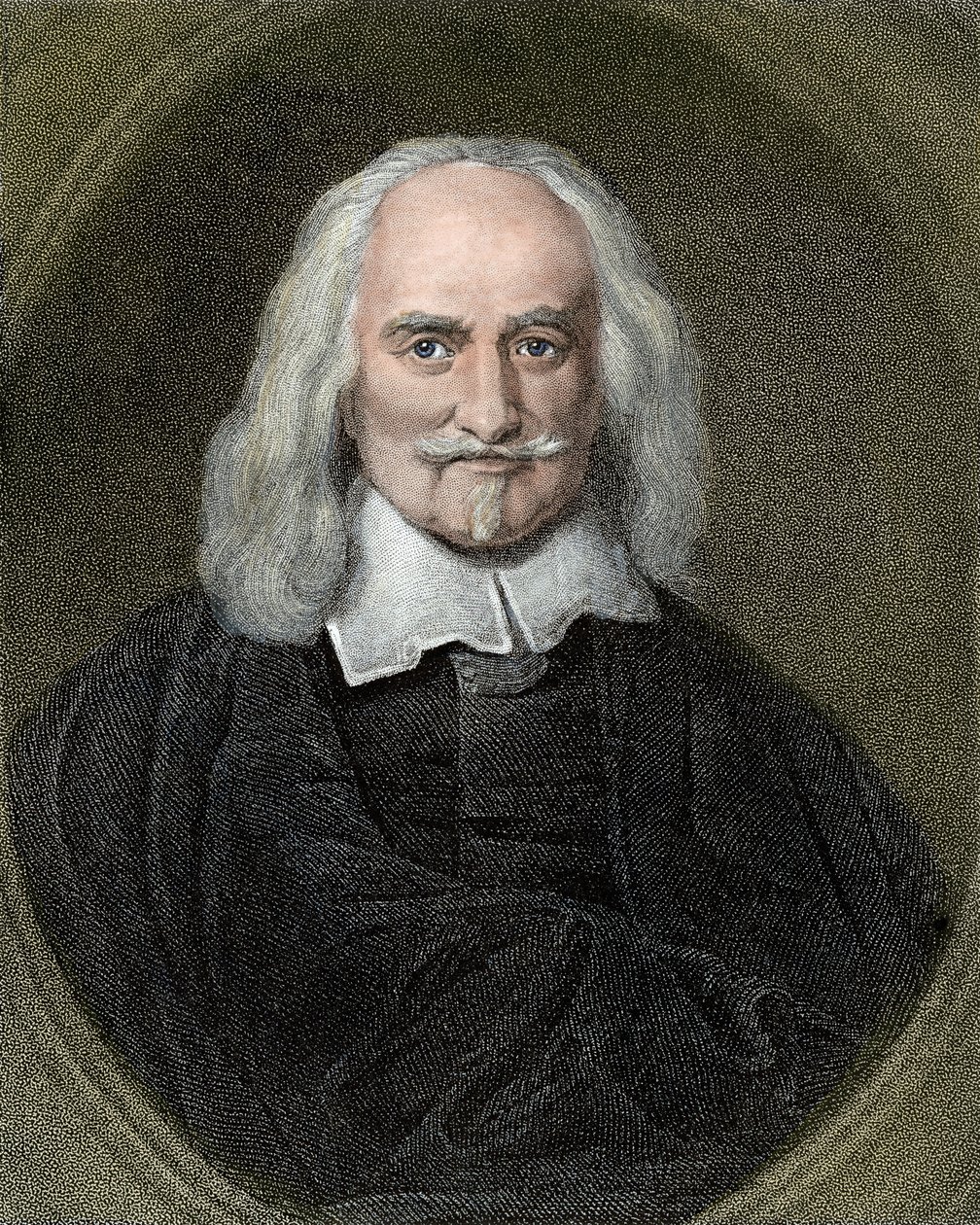 Thomas Hobbes (1588-1679) angol filozófus portréja. 19. századi színes metszet. alkotó: Jan Baptist (after) Jaspers
