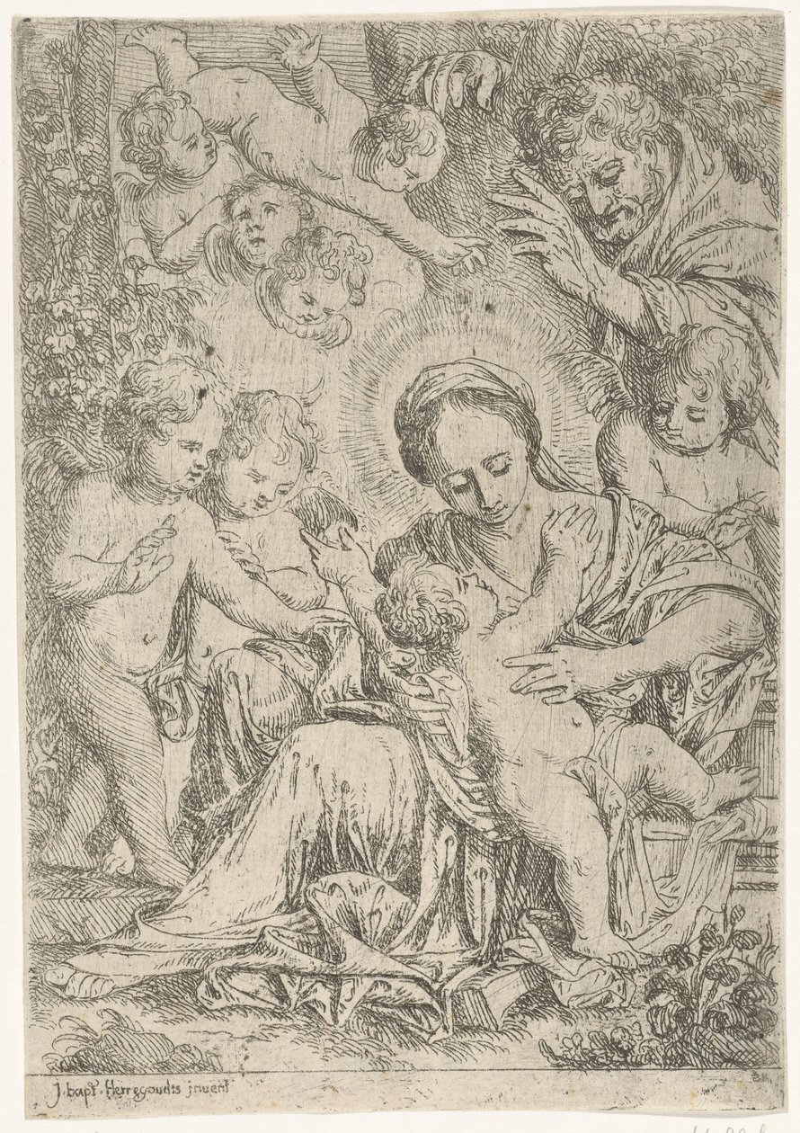 A Szent Család angyalokkal alkotó: Jan Baptist Herregouts