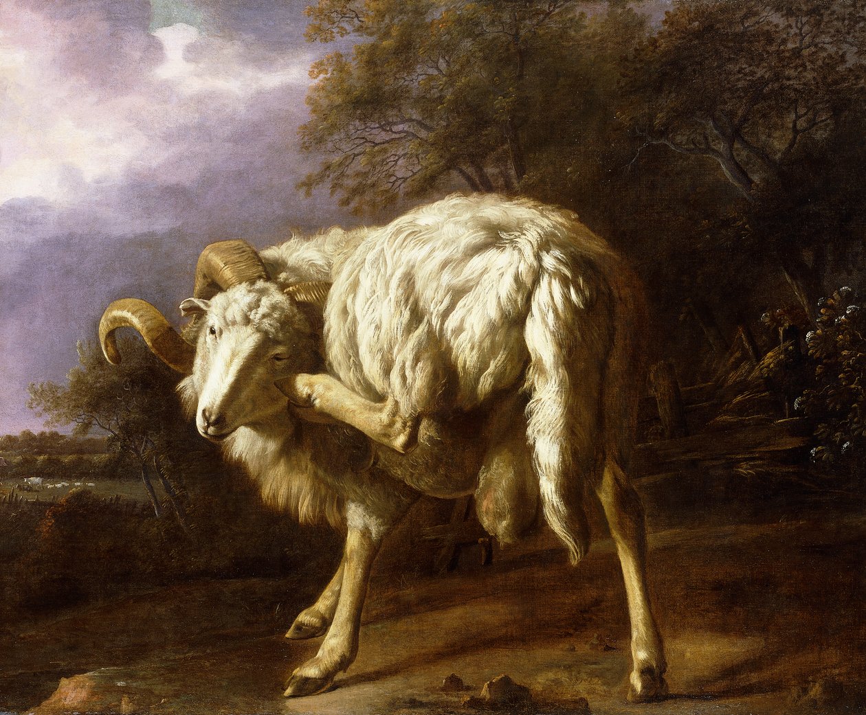 Egy kos erdős tájon, alkotó: Jan Baptist Weenix