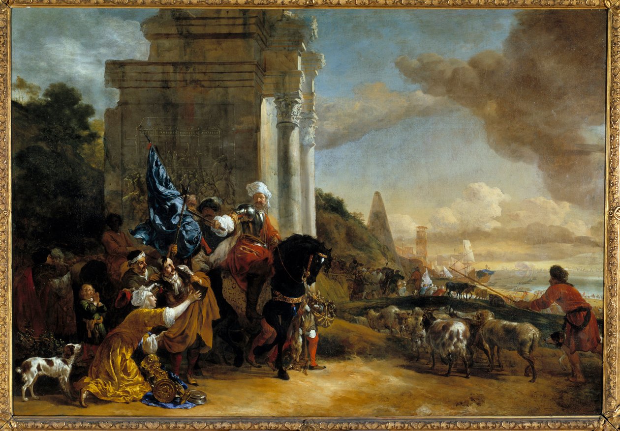 Egy keleti társulat távozása vagy „Les corsaires repousses”” Jan Baptist Weenix, the Old (1621-1660) festménye alkotó: Jan Baptist Weenix