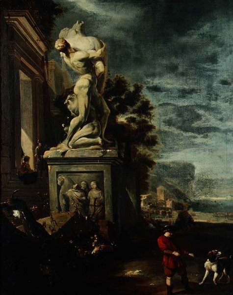 Tengeri kikötő egy klasszikus szobor figuráival alkotó: Jan Baptist Weenix
