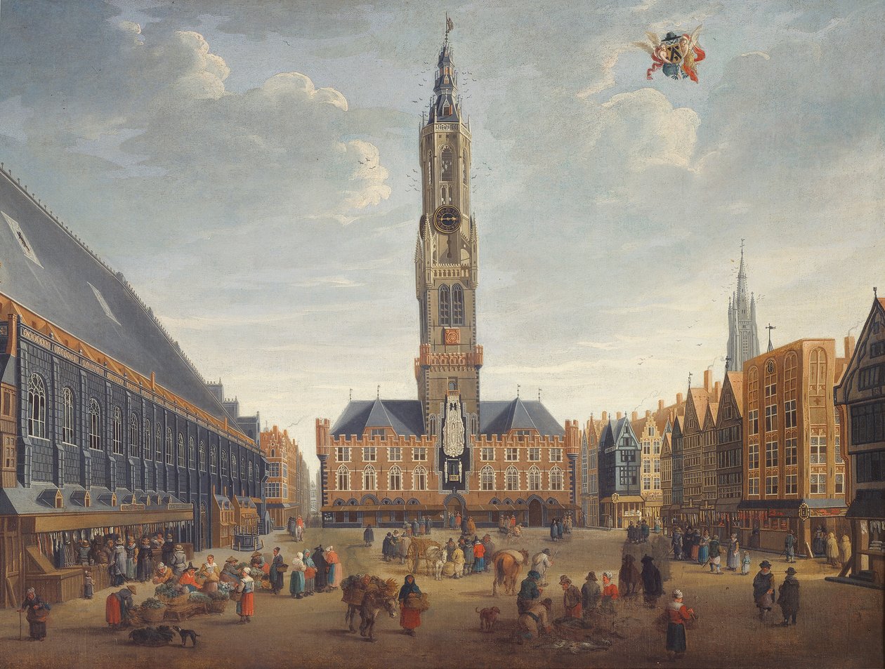 The Markt, Bruges, 1691-1700 körül (olaj, panel) alkotó: Jan Baptist van Meunincxhove