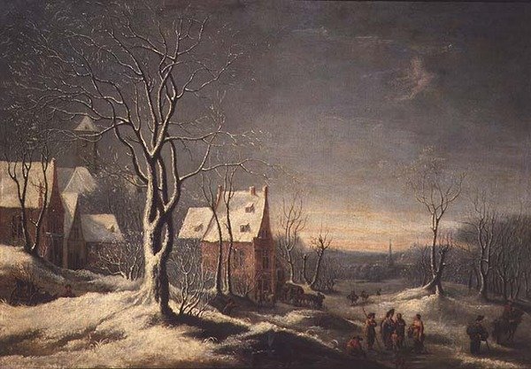Holland téli táj (olaj, vászon) alkotó: Jan Beerstraten