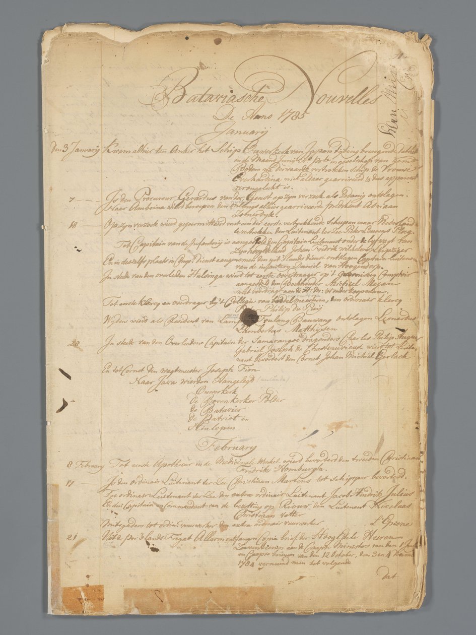 Bataviaasche hírek 1785 alkotó: Jan Brandes