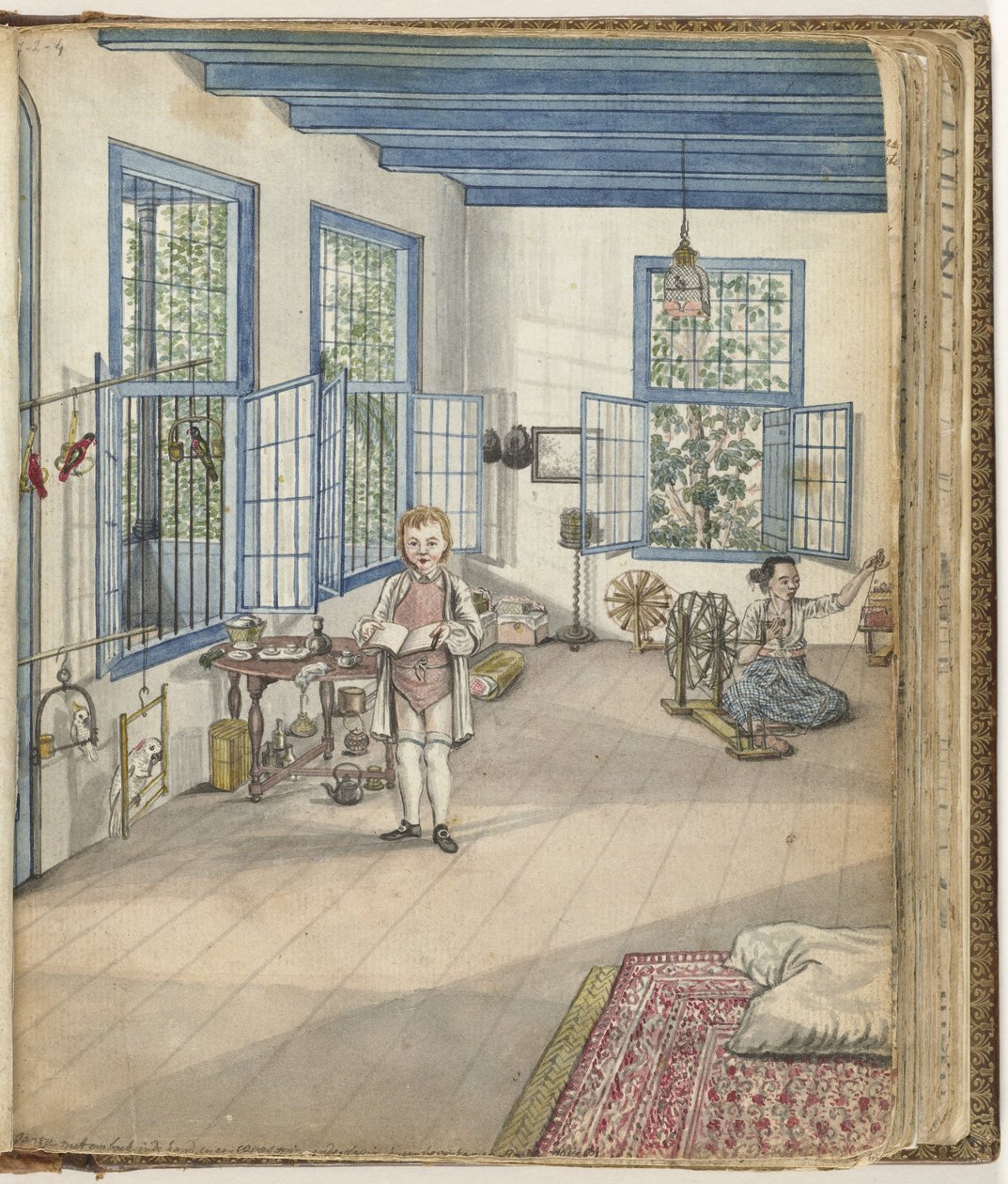 Brandes fia, Johnny és a rabszolga Flóra fonja, 1784 alkotó: Jan Brandes