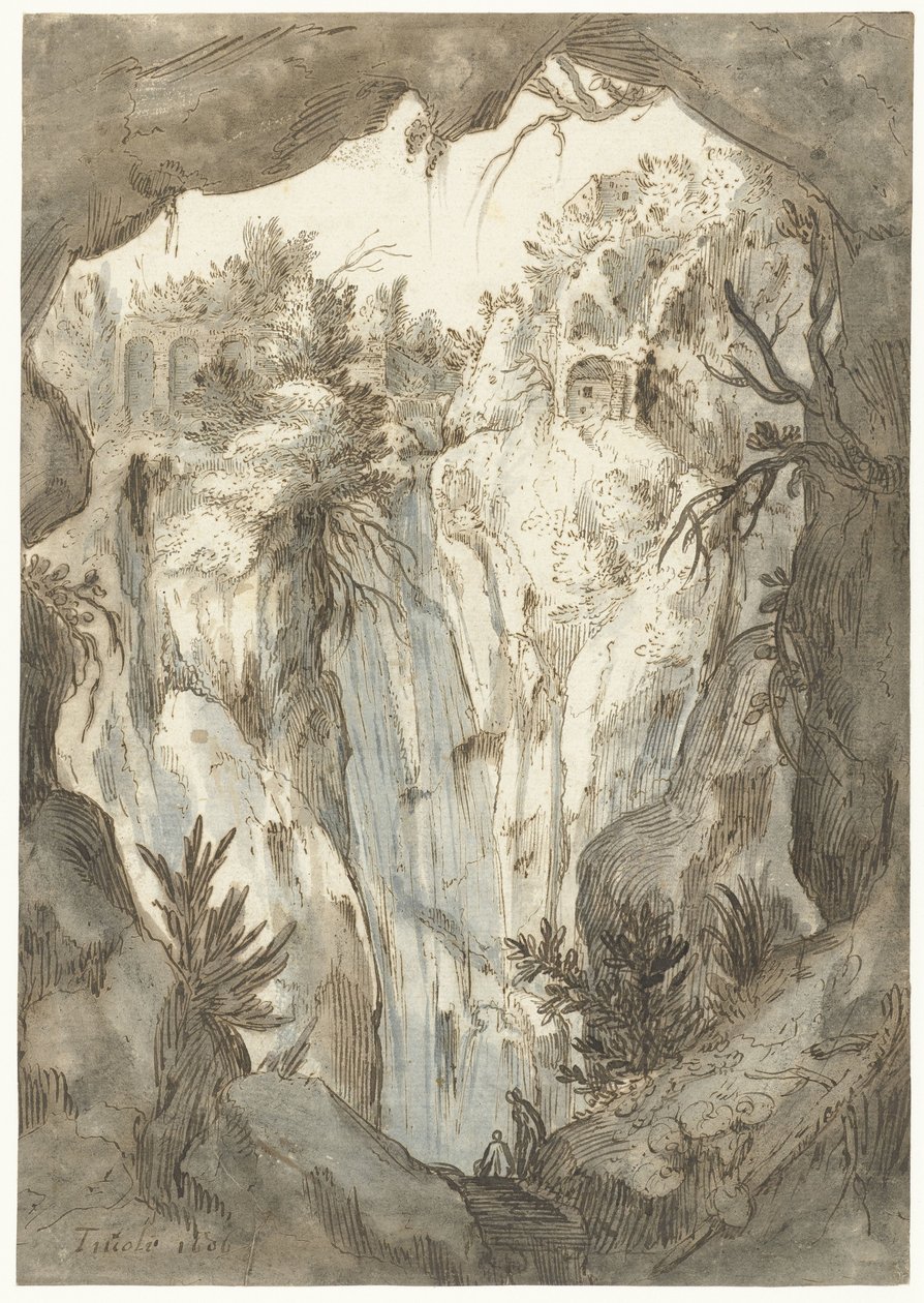 Tivoli vízesés egy barlangból nézve alkotó: Jan Brueghel (I) (attributed to)