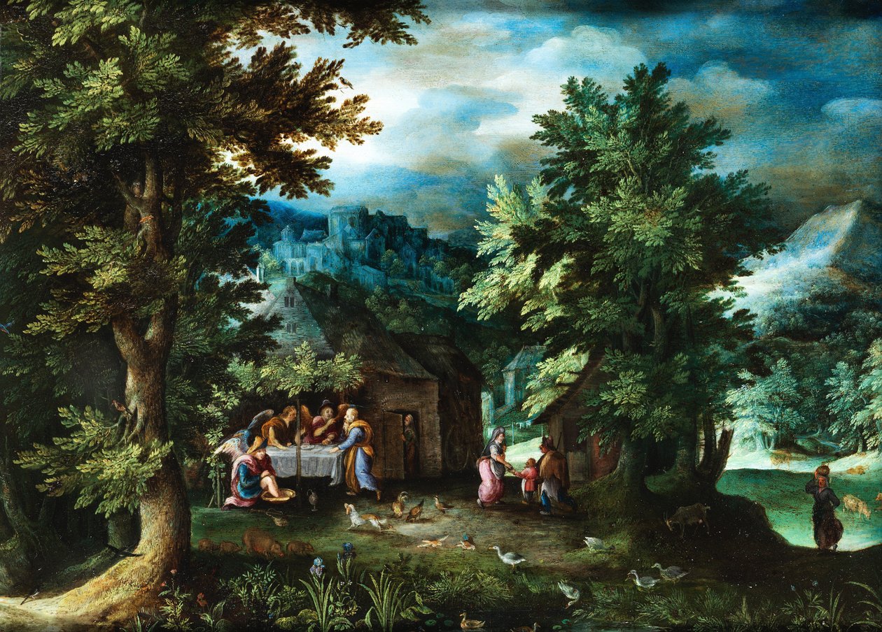 Jan Brueghel (I) Ábrahám és az angyalok a Mamréban alkotó: Jan Brueghel the Elder