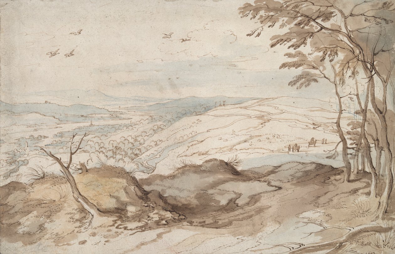Hegyvidéki táj kilátással a völgyre alkotó: Jan Brueghel the Elder