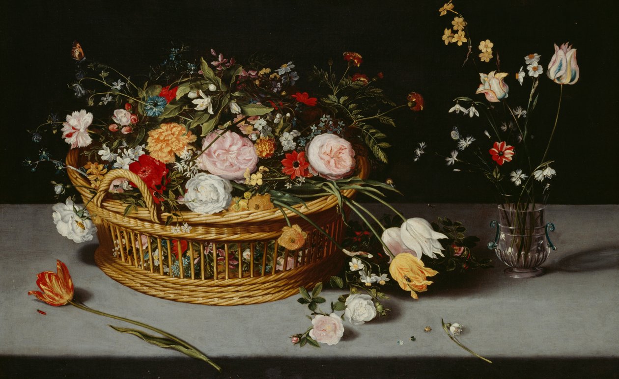 „Csendélet kosárral és virágvázával”, 1620. sz. alkotó: Jan Brueghel the Younger