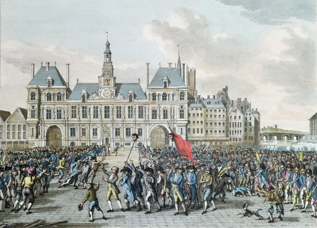 Launay és Flesselles feje a Hotel de Ville előtt sétálgat, 1789. július 14., 1795 alkotó: Jan Bulthuis
