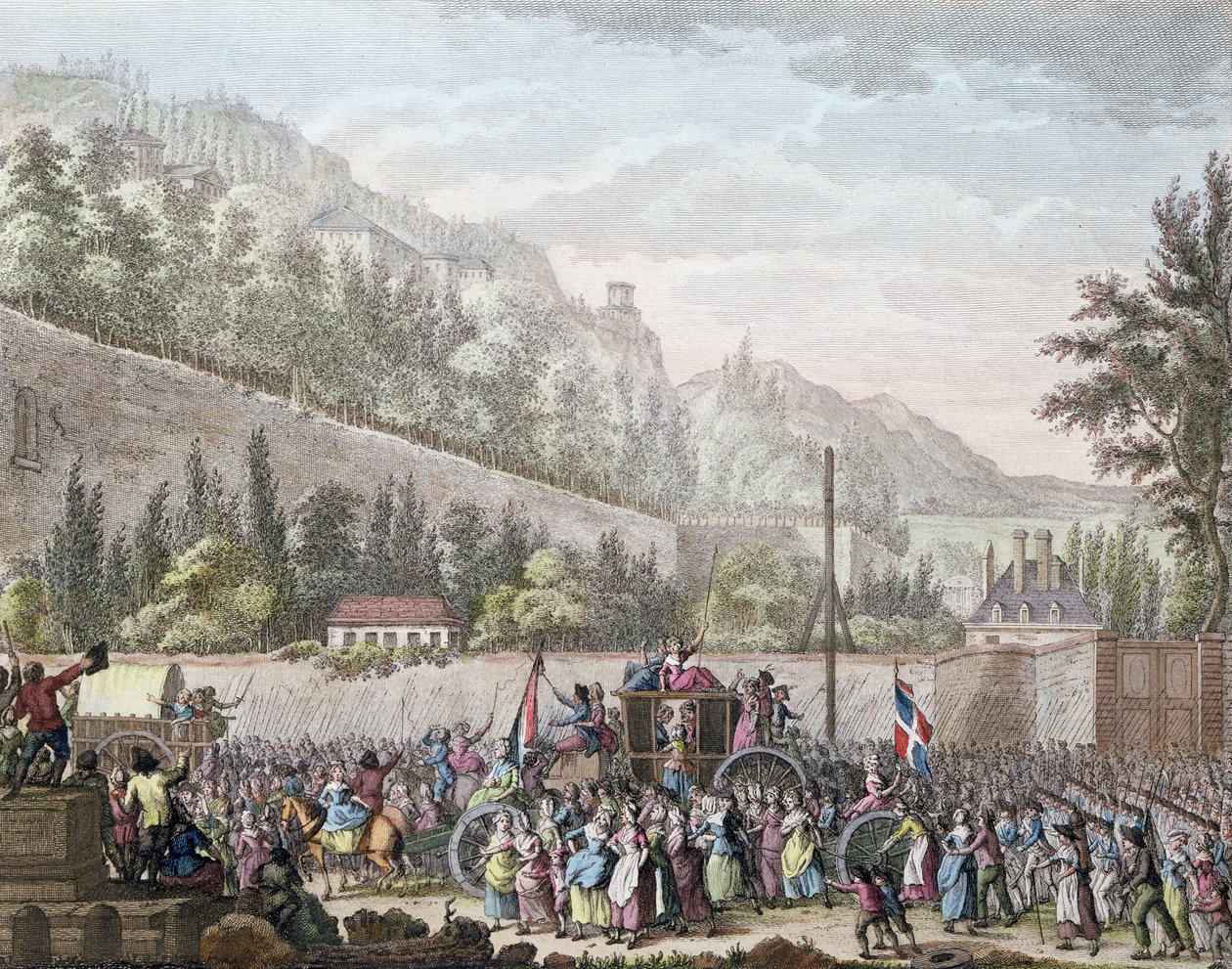 Az Auteuil-i Les Halles asszonyai, amikor a francia királyi családot Versailles-ból Párizsba szállították 1789. október 6-án, 1796. alkotó: Jan Bulthuis