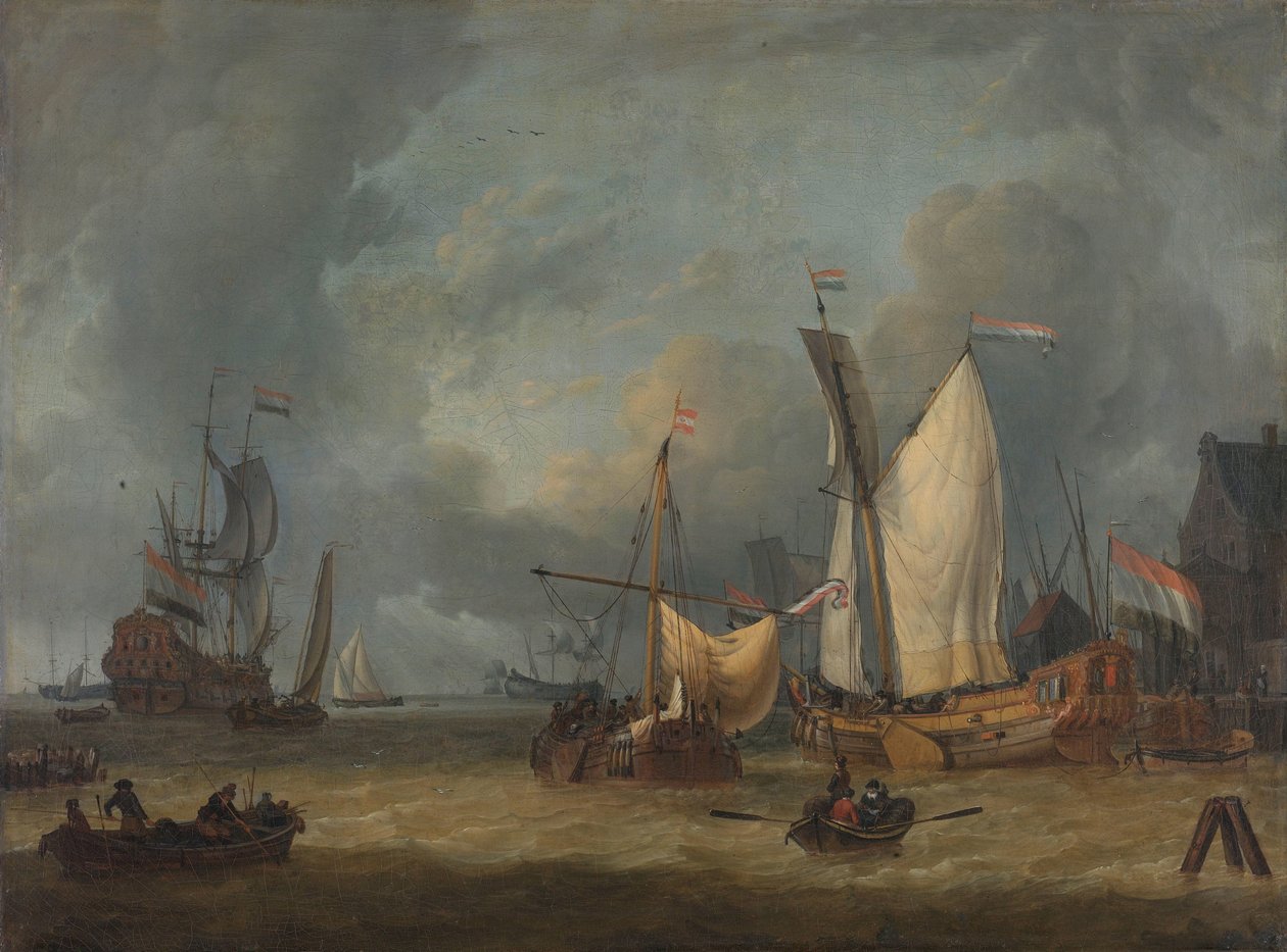 Vihar (hajók a kikötőben éles szellőben) alkotó: Jan Claesz. Rietschoof