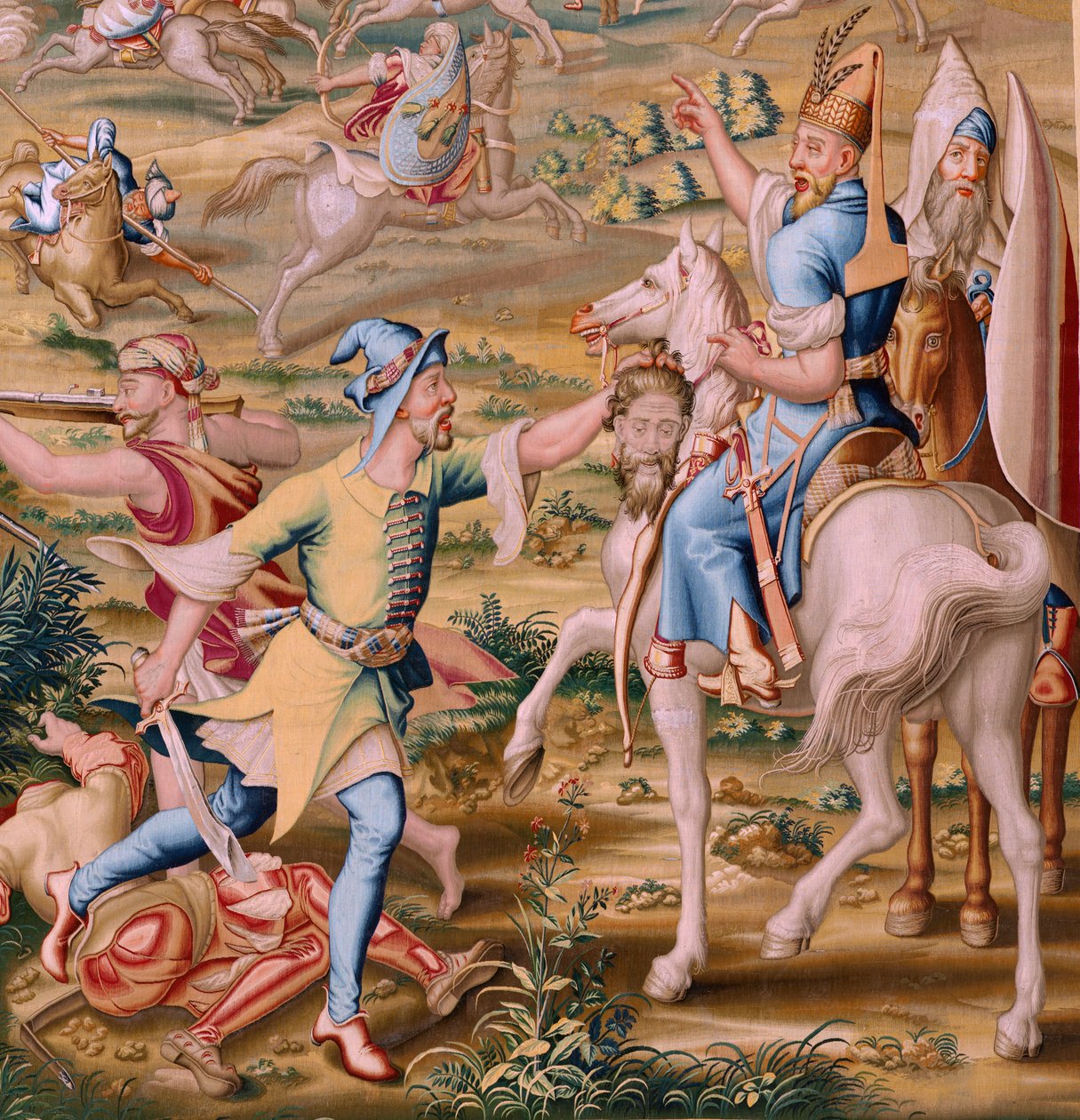 Flamand kárpit. sorozat: Tunisz meghódítása. A támadás La Goleta ellen (Ataque a la Goleta). A sorozat negyedik kárpitja. Jan Vermeyen modell és Pieter Coecke van Aelst. 1543-1548. Gyártás Real Fábrica de Tapices de Santa Bárbara, Madrid alkotó: Jan Cornelisz Vermeyen