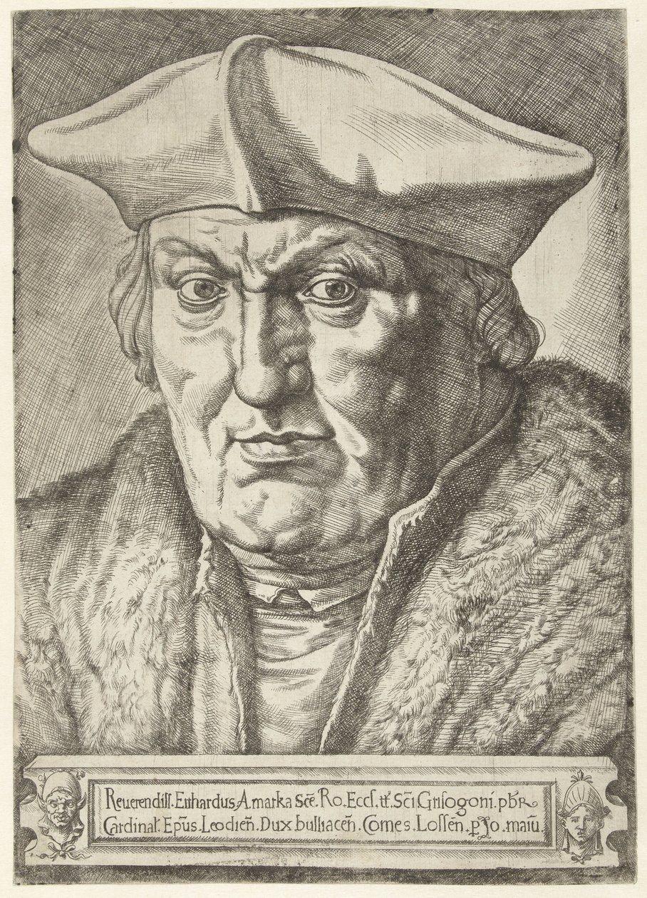 Erard de la Marck, Liege herceg-püspökének portréja Reerendill Euhardus Amarka ... bulliacen Comes Lossen (cím a tárgyon) alkotó: Jan Cornelisz Vermeyen